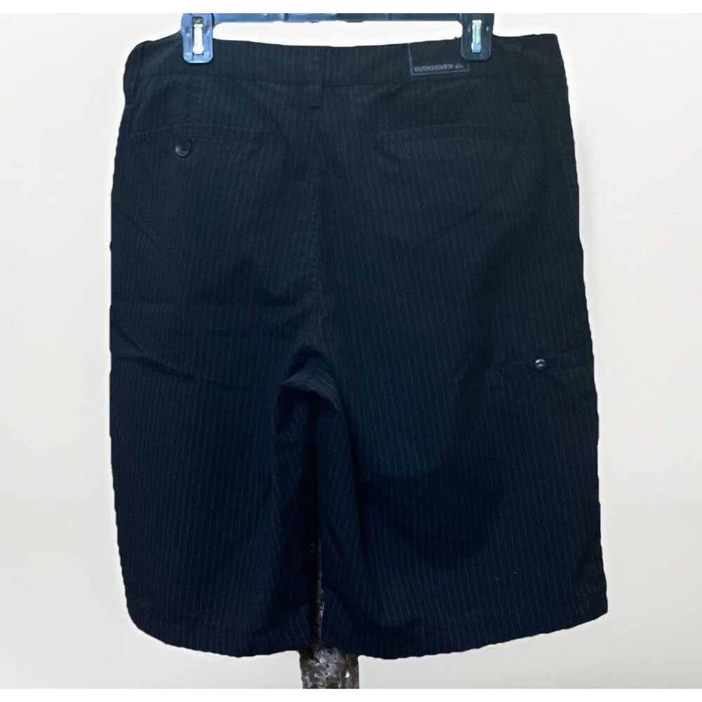Quiksilver Pinstripe Union Surplus Flat Front Shorts Mens 34 Black Surfer Preppy - Picture 4 of 13